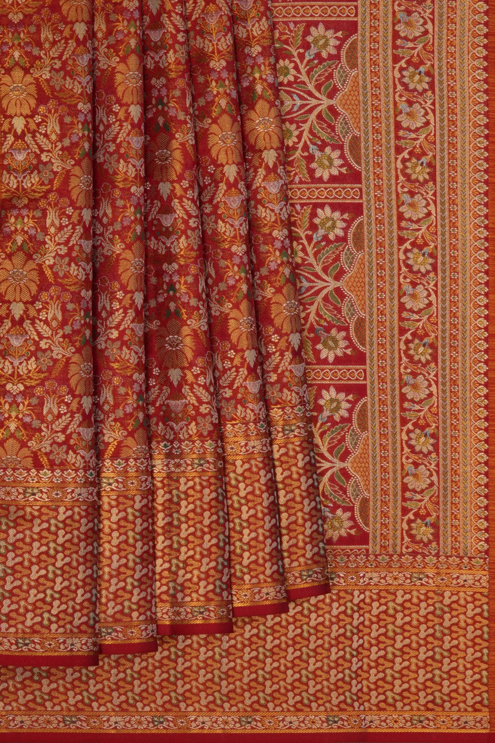 Image of Kanchipattu Tissue Brocade Red Saree